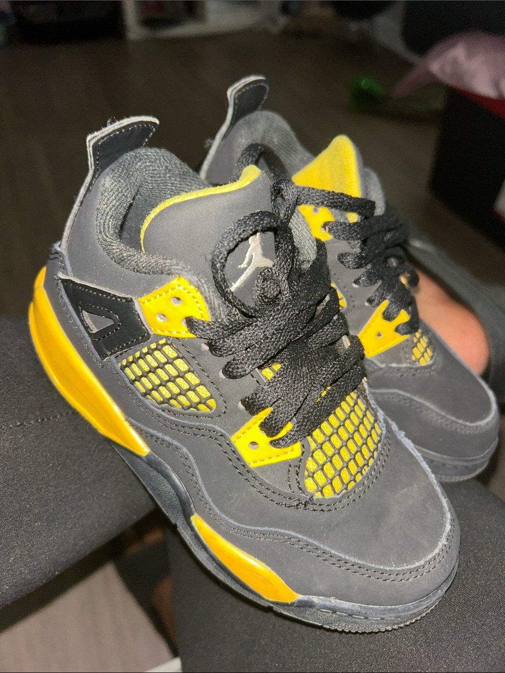 Jordan Kids Gray and Yellow Retro Sneakers